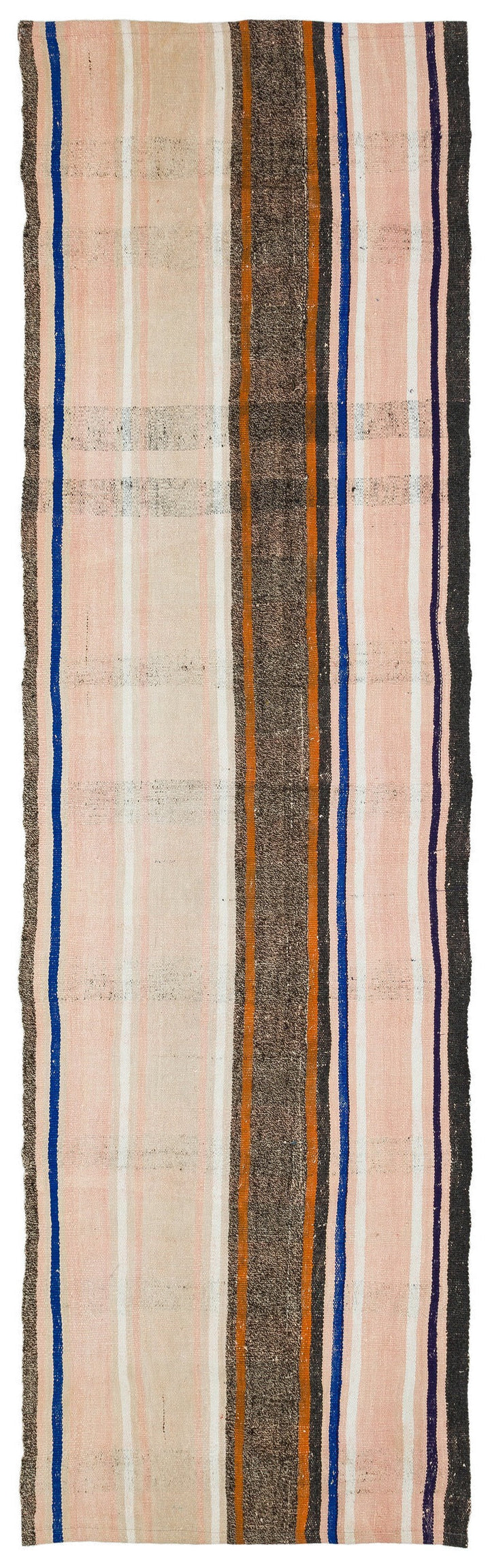 Cretan Beige Striped Wool Hand Woven Carpet 092 x 314