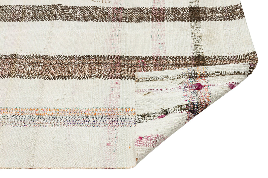 Cretan Beige Striped Wool Hand-Woven Rug 179 x 245