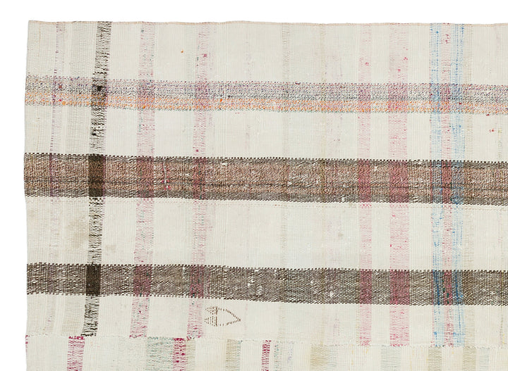 Cretan Beige Striped Wool Hand-Woven Rug 179 x 245
