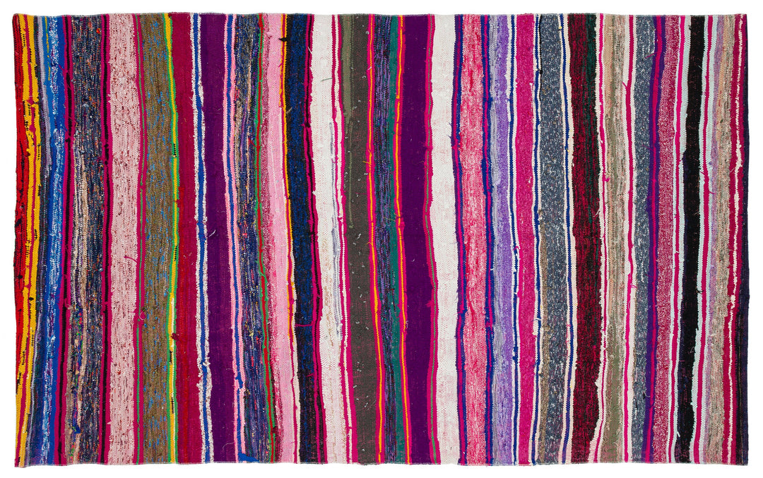 Cretan Beige Striped Wool Hand Woven Carpet 160 x 259