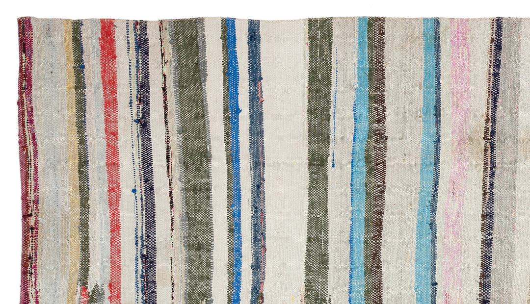 Cretan Beige Striped Wool Hand-Woven Carpet 161 x 285