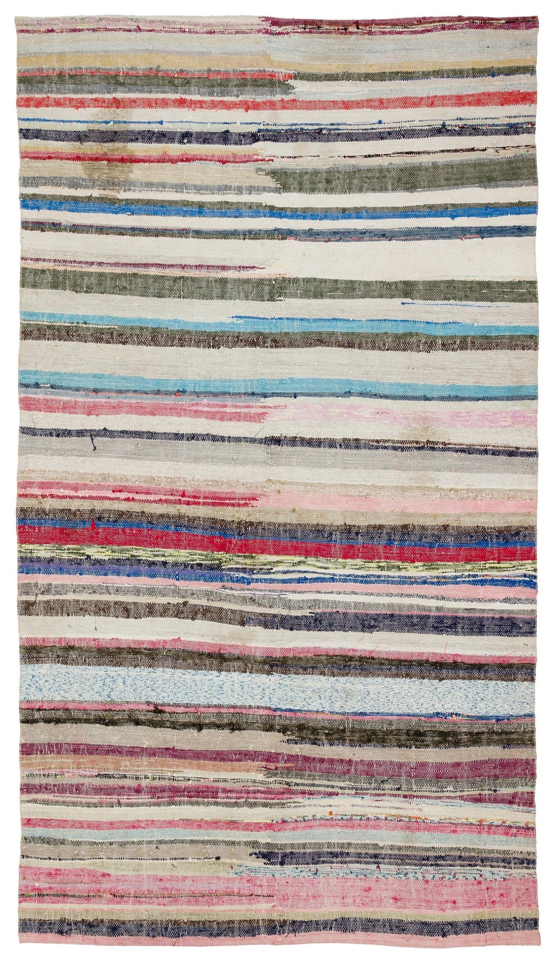 Cretan Beige Striped Wool Hand-Woven Carpet 161 x 285