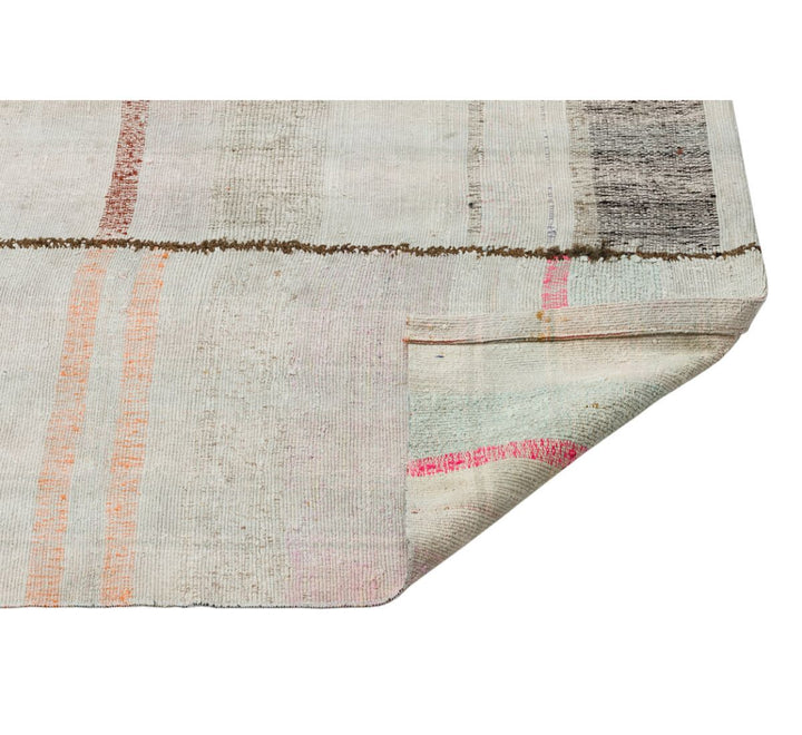 Cretan Beige Striped Wool Hand-Woven Carpet 156 x 266