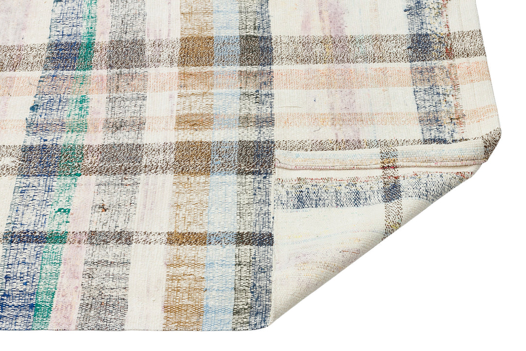 Cretan Beige Striped Wool Hand-Woven Carpet 087 x 236