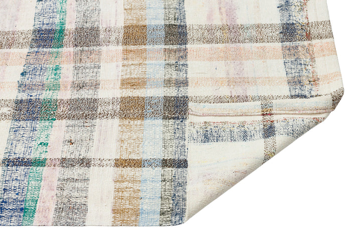 Cretan Beige Striped Wool Hand-Woven Carpet 087 x 236