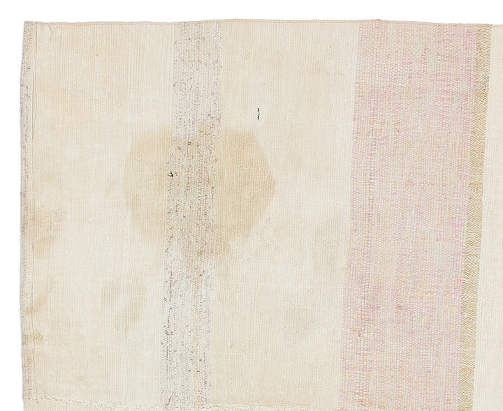 Cretan Beige Striped Wool Hand-Woven Carpet 156 x 196