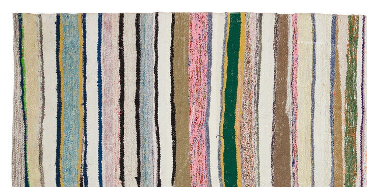 Cretan Beige Striped Wool Hand-Woven Carpet 154 x 313