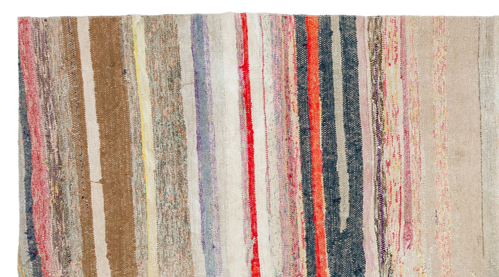 Cretan Beige Striped Wool Hand-Woven Carpet 151 x 280