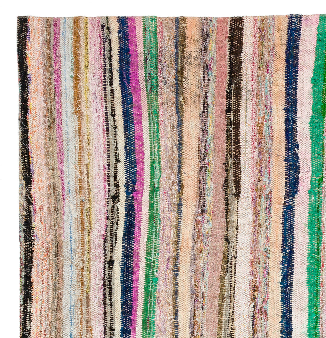 Cretan Beige Striped Wool Hand-Woven Rug 177 x 166