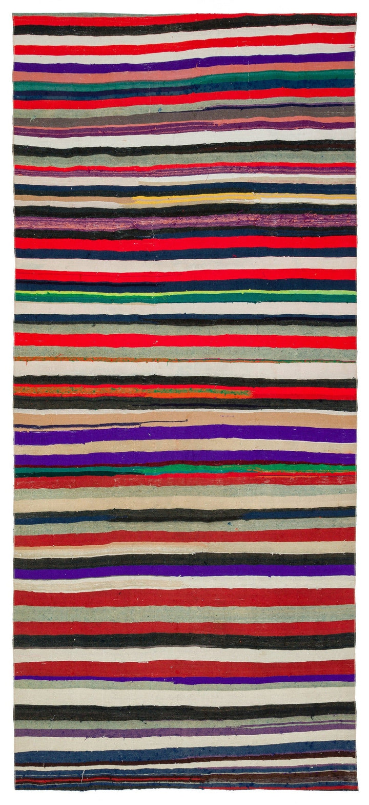 Crete Multi Striped Wool Hand Woven Carpet 142 x 317