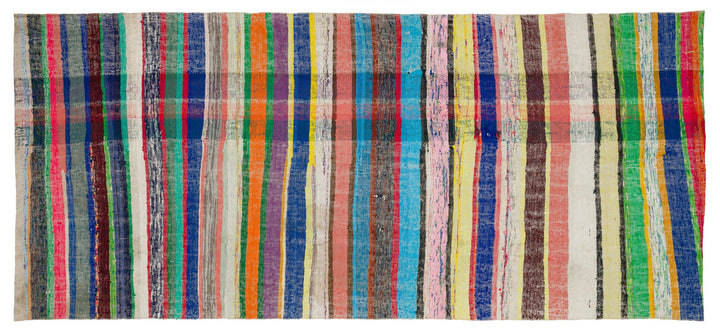 Cretan Beige Striped Wool Hand Woven Carpet 150 x 334