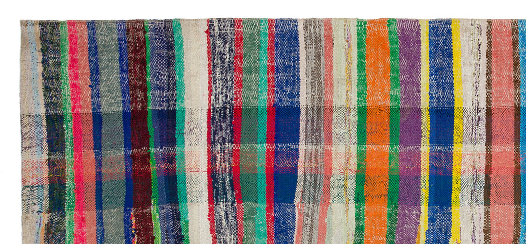 Cretan Beige Striped Wool Hand Woven Carpet 150 x 334