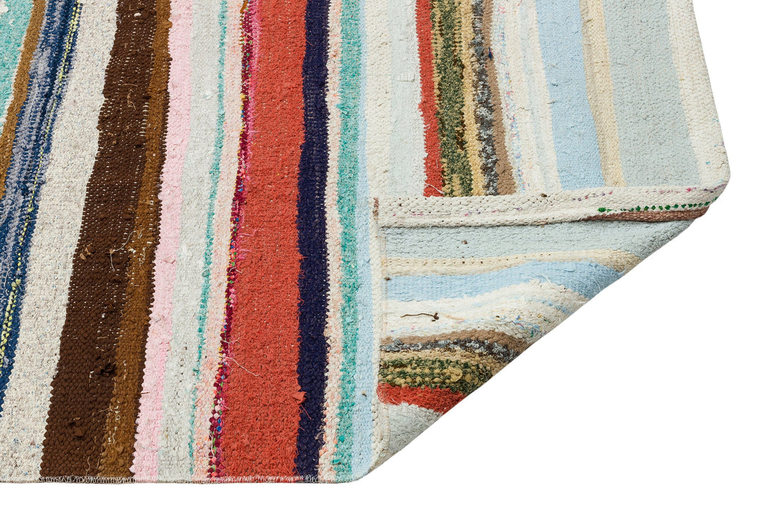 Cretan Beige Striped Wool Hand-Woven Carpet 172 x 293