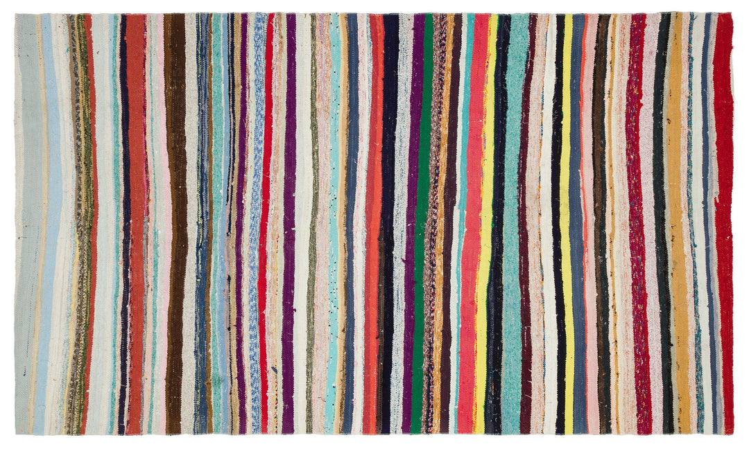 Cretan Beige Striped Wool Hand-Woven Carpet 172 x 293