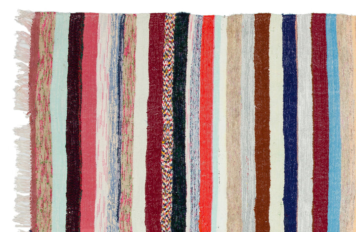Cretan Beige Striped Wool Hand-Woven Rug 181 x 270