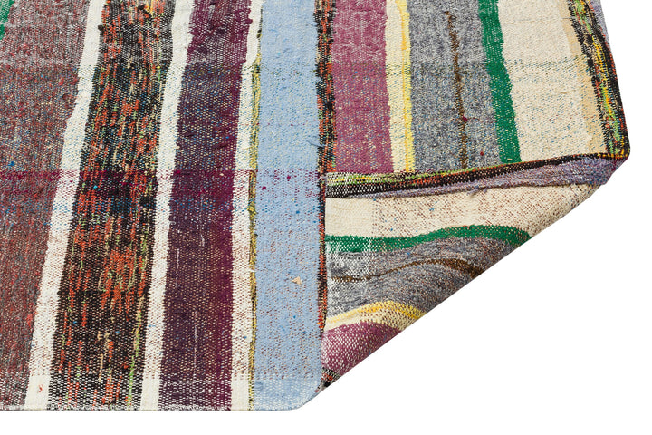 Cretan Beige Striped Wool Hand Woven Carpet 135 x 272