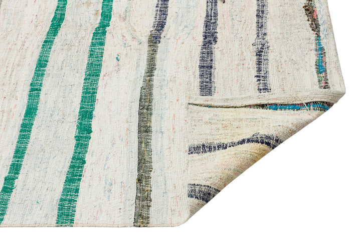 Cretan Beige Striped Wool Hand-Woven Carpet 186 x 315