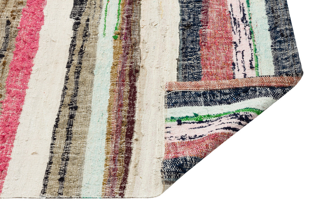 Cretan Beige Striped Wool Hand-Woven Carpet 168 x 178