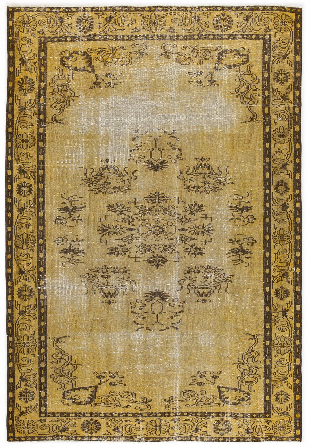 Athens Yellow Tumbled Wool Hand Woven Carpet 178 x 271
