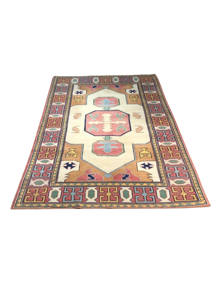 Antique Anatolian Afyon Basmakci Kilim Rug (5.57 ft. X 7.87 ft.) (170 cm x 240 cm) - Handwoven Vintage Wool Rug