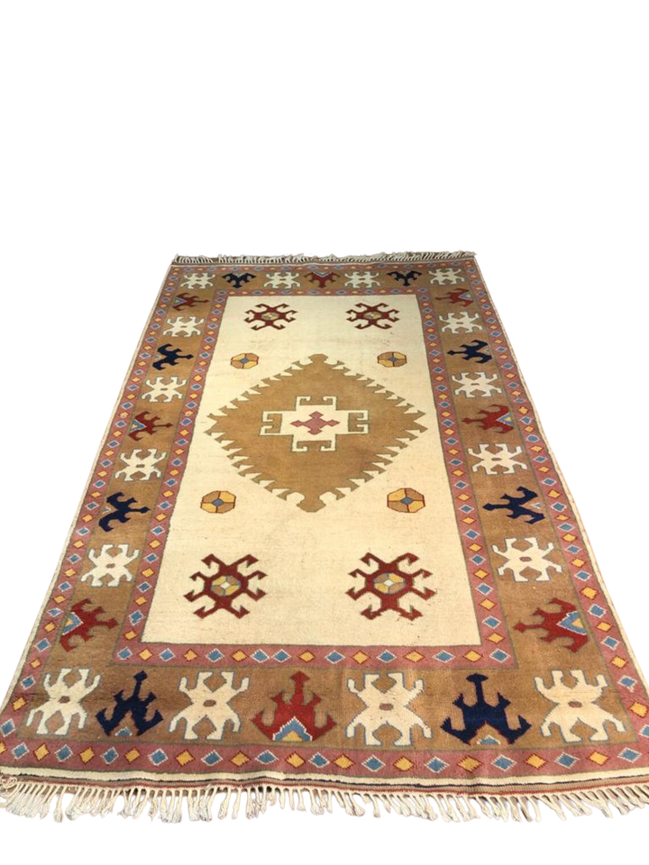 Antique Anatolian Afyon Basmakci Yoruk Rug (5.74 ft. X 9.18 ft.) (175 cm x 280 cm) - Handwoven Vintage Wool Rug