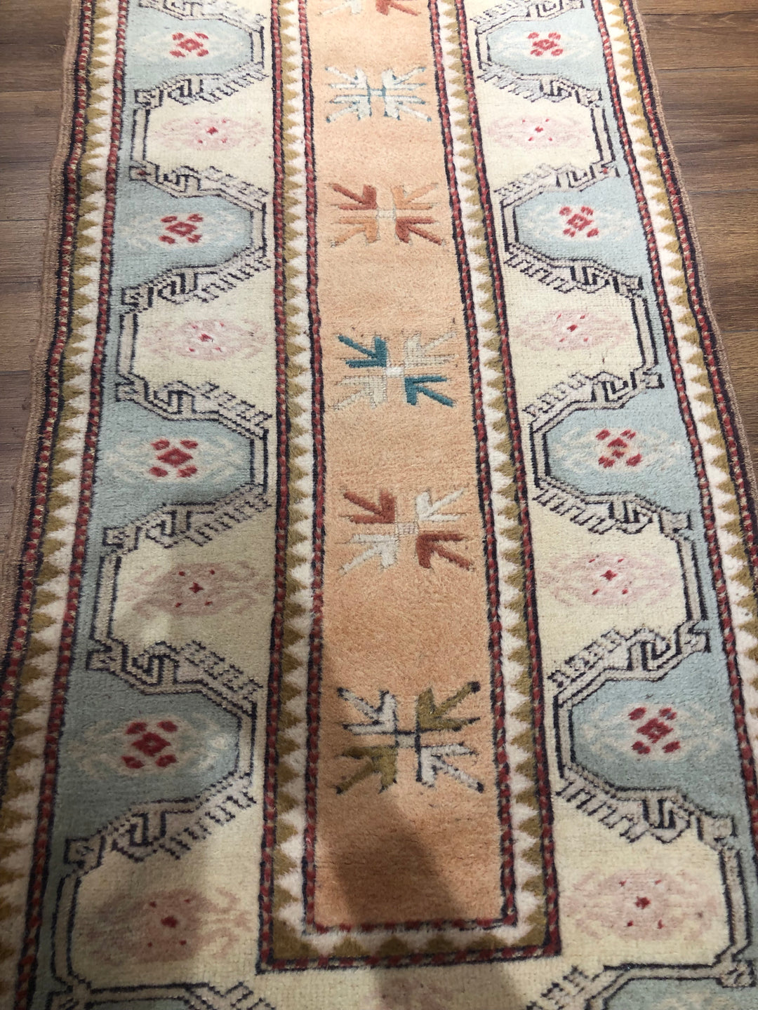 Antique Handwoven Turkish Kilim Runner Rug (2.46 ft. X 9.02 ft.) (75 cm x 275 cm) - 2X9 Beige, Blue, and Red Floral and Geometric Design