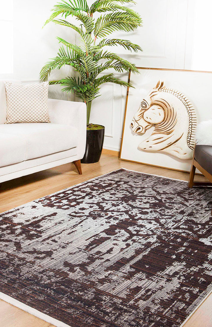 Modern Brown Machine-Washable Rug ARH343