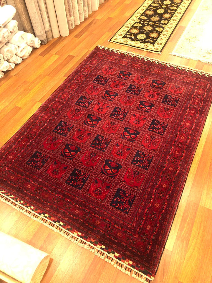 Red Afghan Handwoven Area Rug