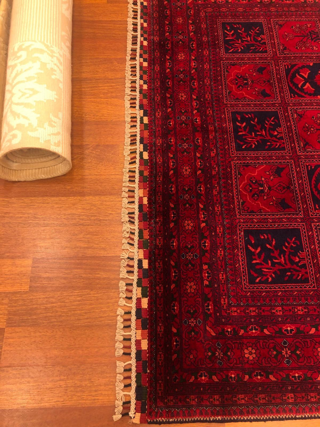 Red Afghan Handwoven Area Rug