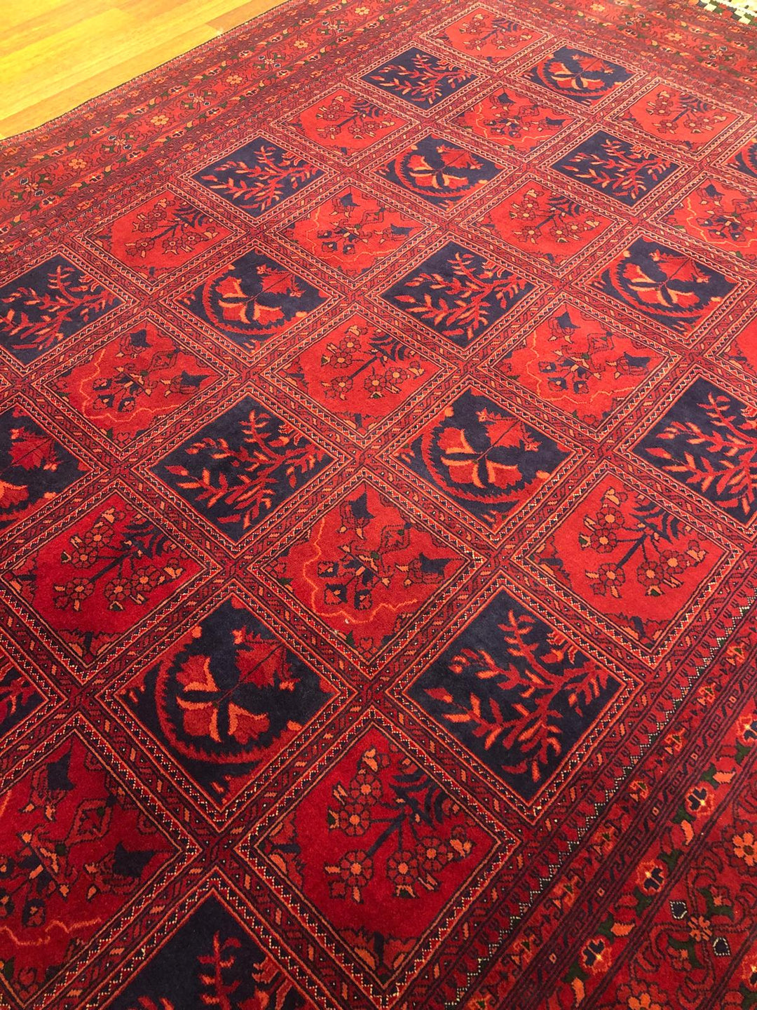 Red Afghan Handwoven Area Rug