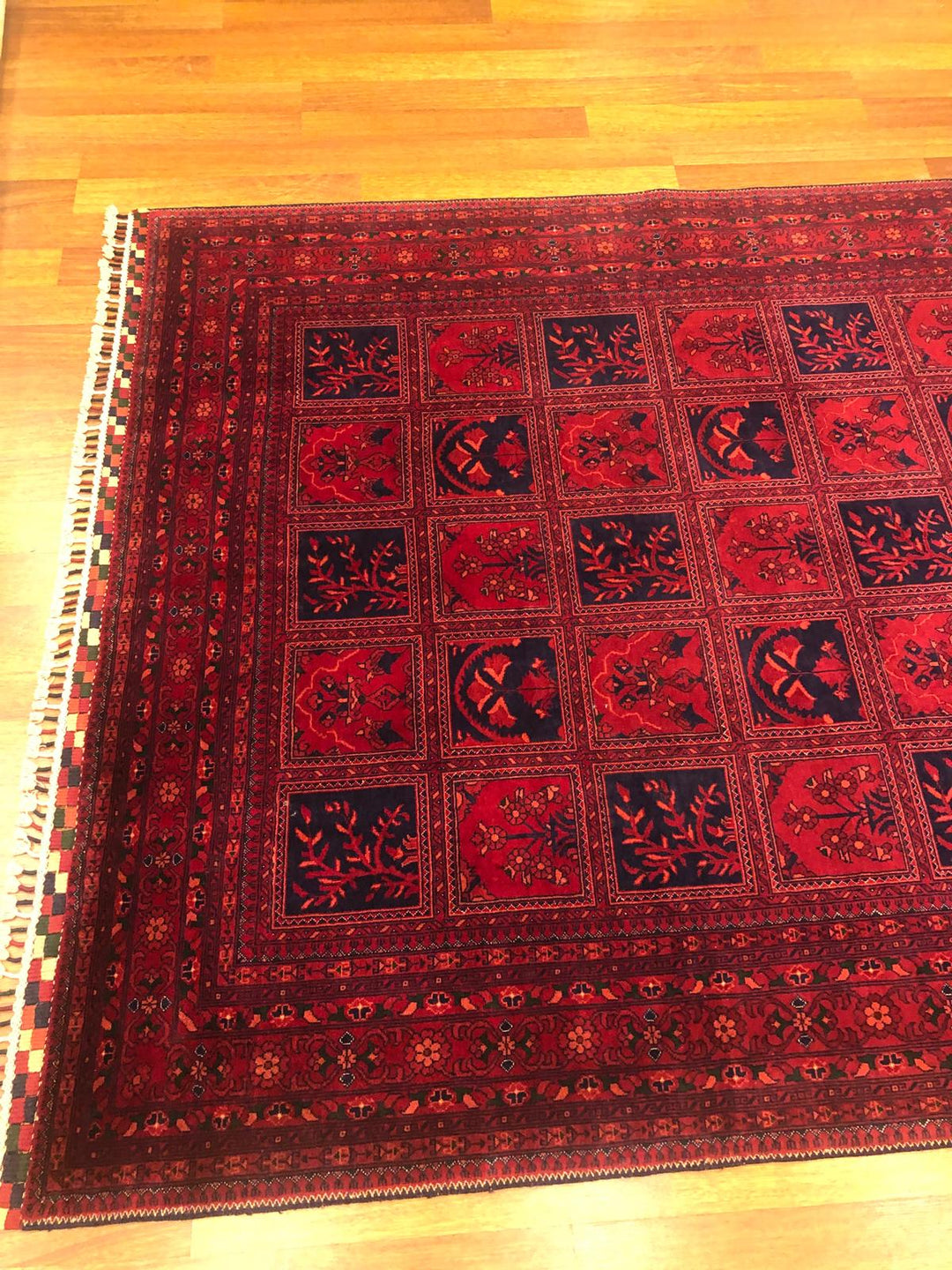 Red Afghan Handwoven Area Rug