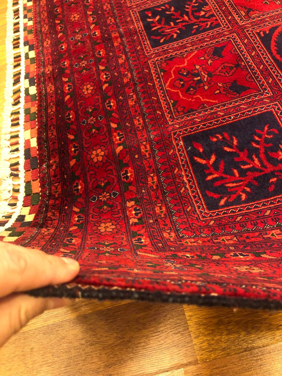 Red Afghan Handwoven Area Rug