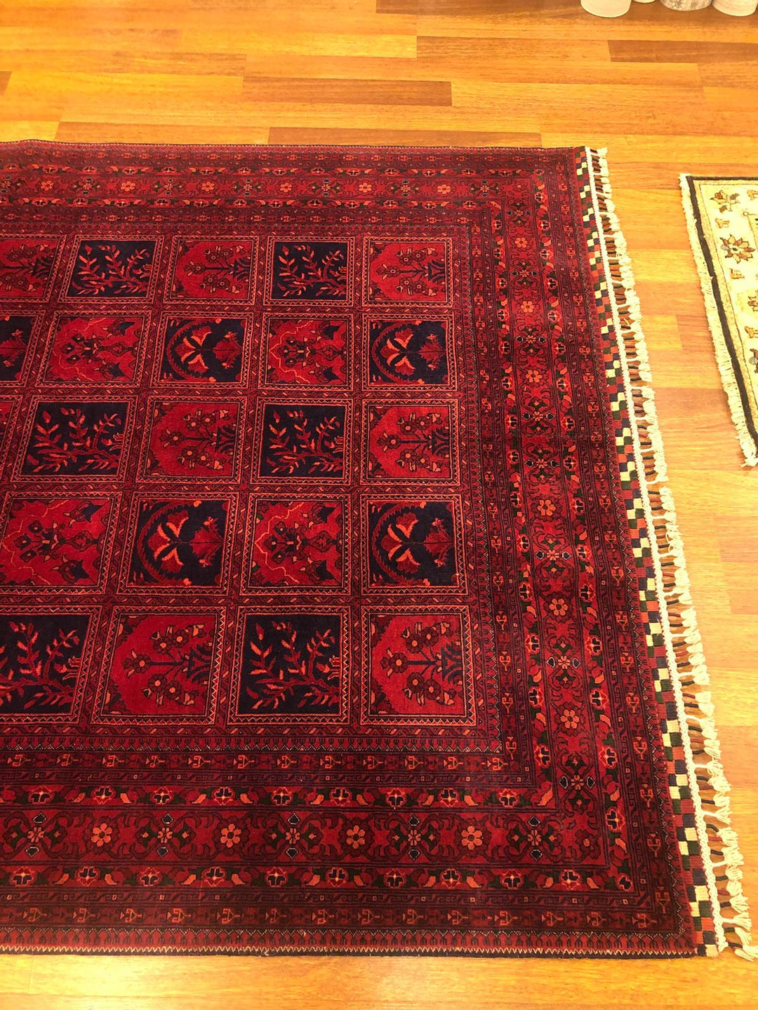 Red Afghan Handwoven Area Rug