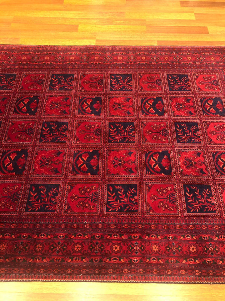 Red Afghan Handwoven Area Rug