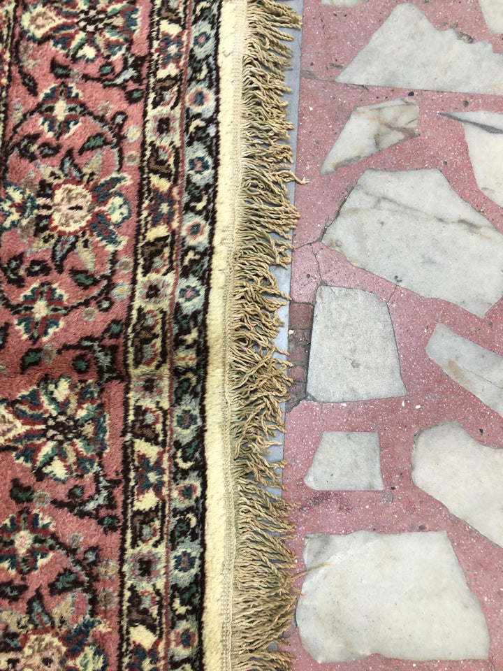 7 m2 Vintage Beige Pink Tones Floral Pattern Carpet