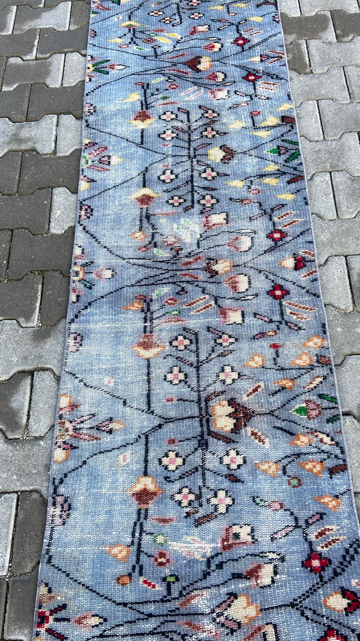 Blue Vintage Handmade Turkish Runner