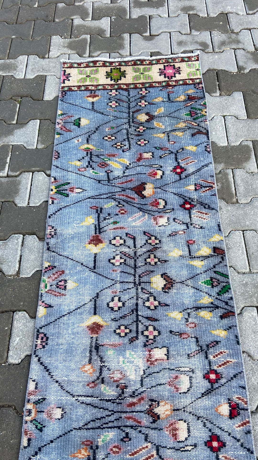 Blue Vintage Handmade Turkish Runner