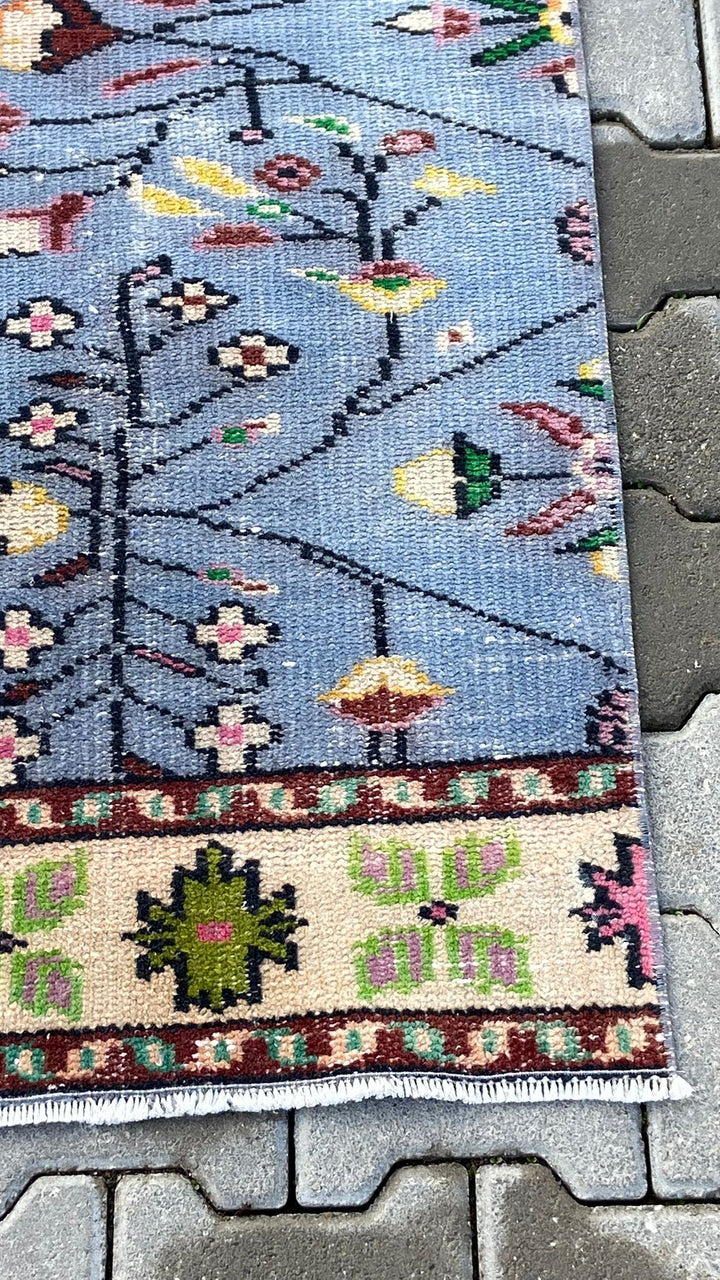 Blue Vintage Handmade Turkish Runner