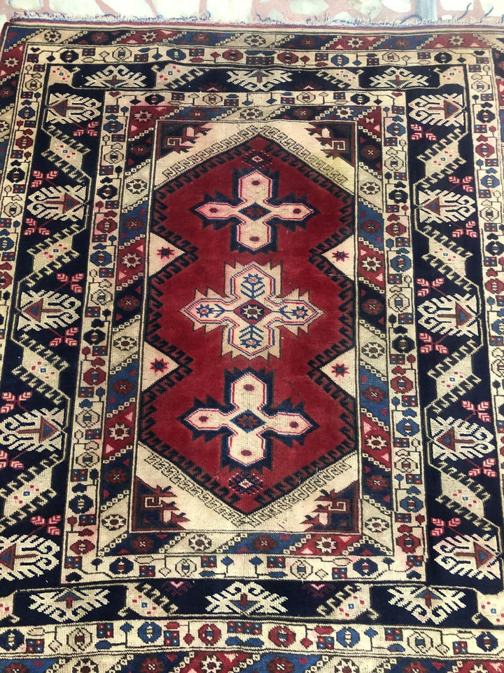 Red and Blue Antalya Dösemealti Hand Carpet