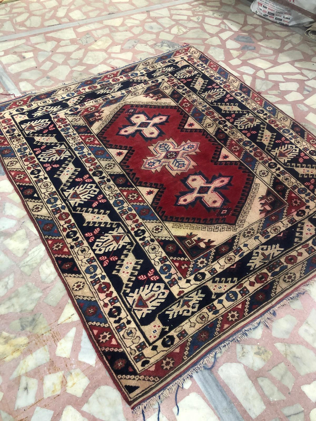 Red and Blue Antalya Dösemealti Hand Carpet