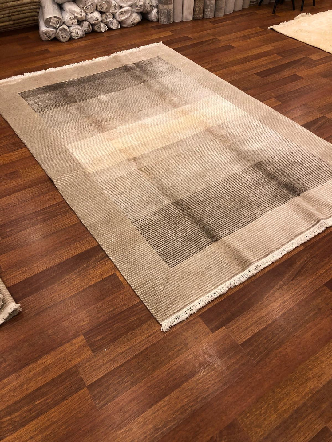 4 m2 Almira Cream Beige Grey Handmade Rug