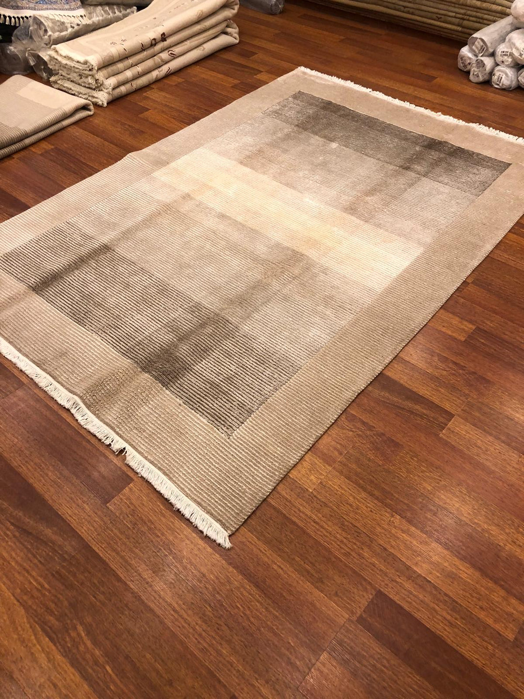 4 m2 Almira Cream Beige Grey Handmade Rug