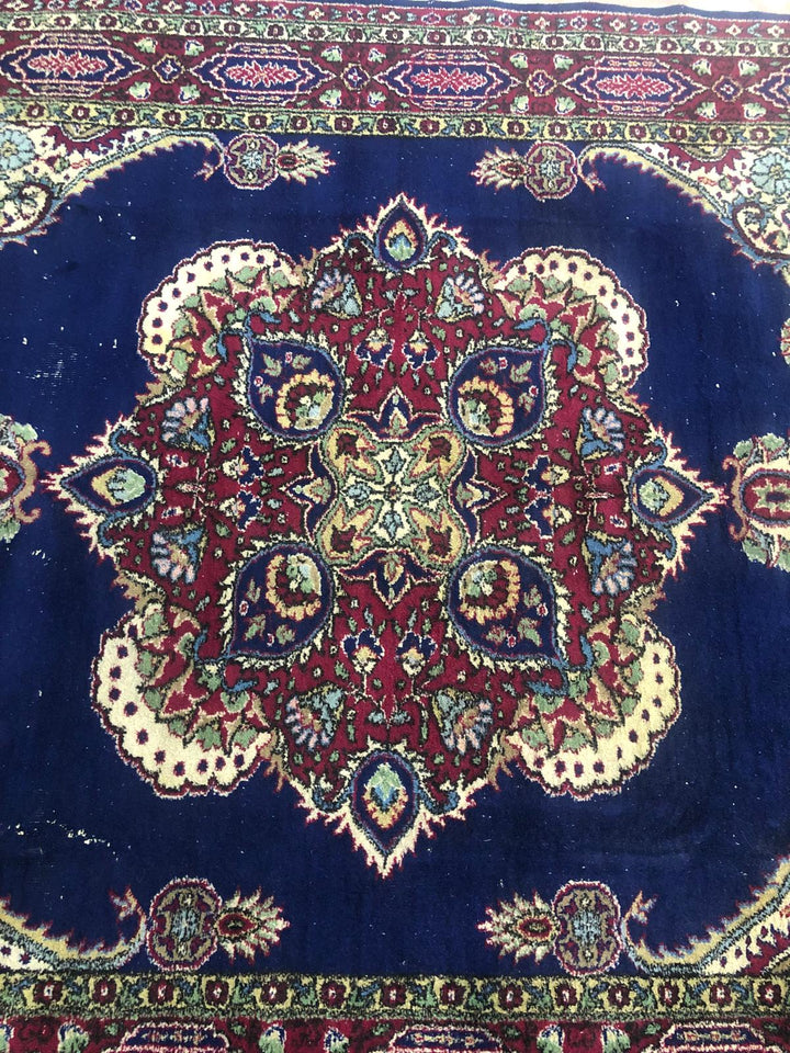 Big Size 7 m2 Vintage Indigo (indigo blue) Burgundy Handmade Carpet