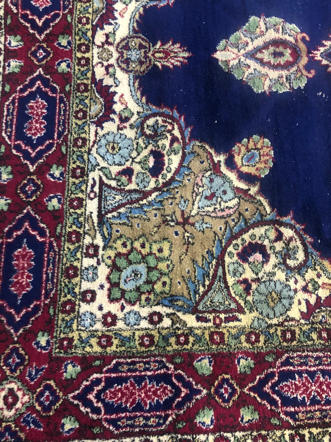 Big Size 7 m2 Vintage Indigo (indigo blue) Burgundy Handmade Carpet