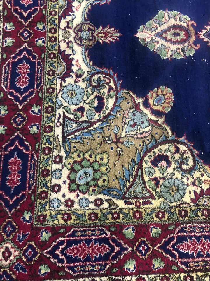 Big Size 7 m2 Vintage Indigo (indigo blue) Burgundy Handmade Carpet