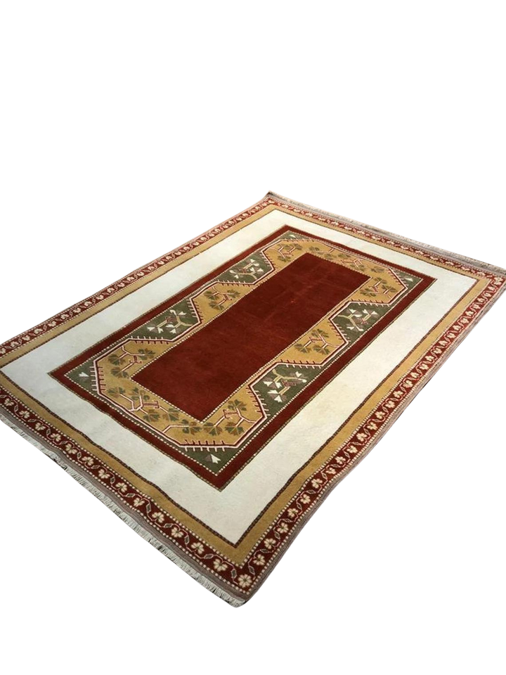 Rare Antique Handwoven Milas Kilim Rug (5.41 ft. X 7.21 ft.) (165 cm x 220 cm) - Anatolian Vintage Carpet