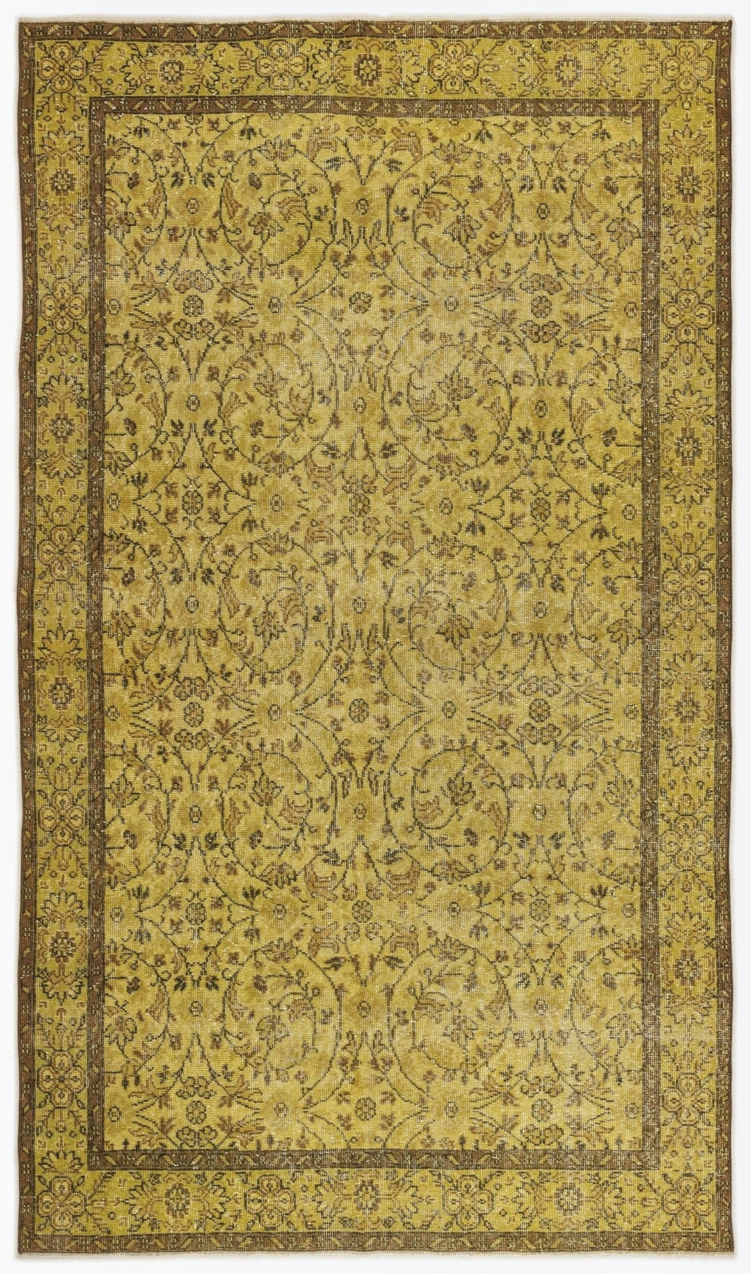 Athens 6948 Yellow Tumbled Wool Hand Woven Carpet 167 x 290