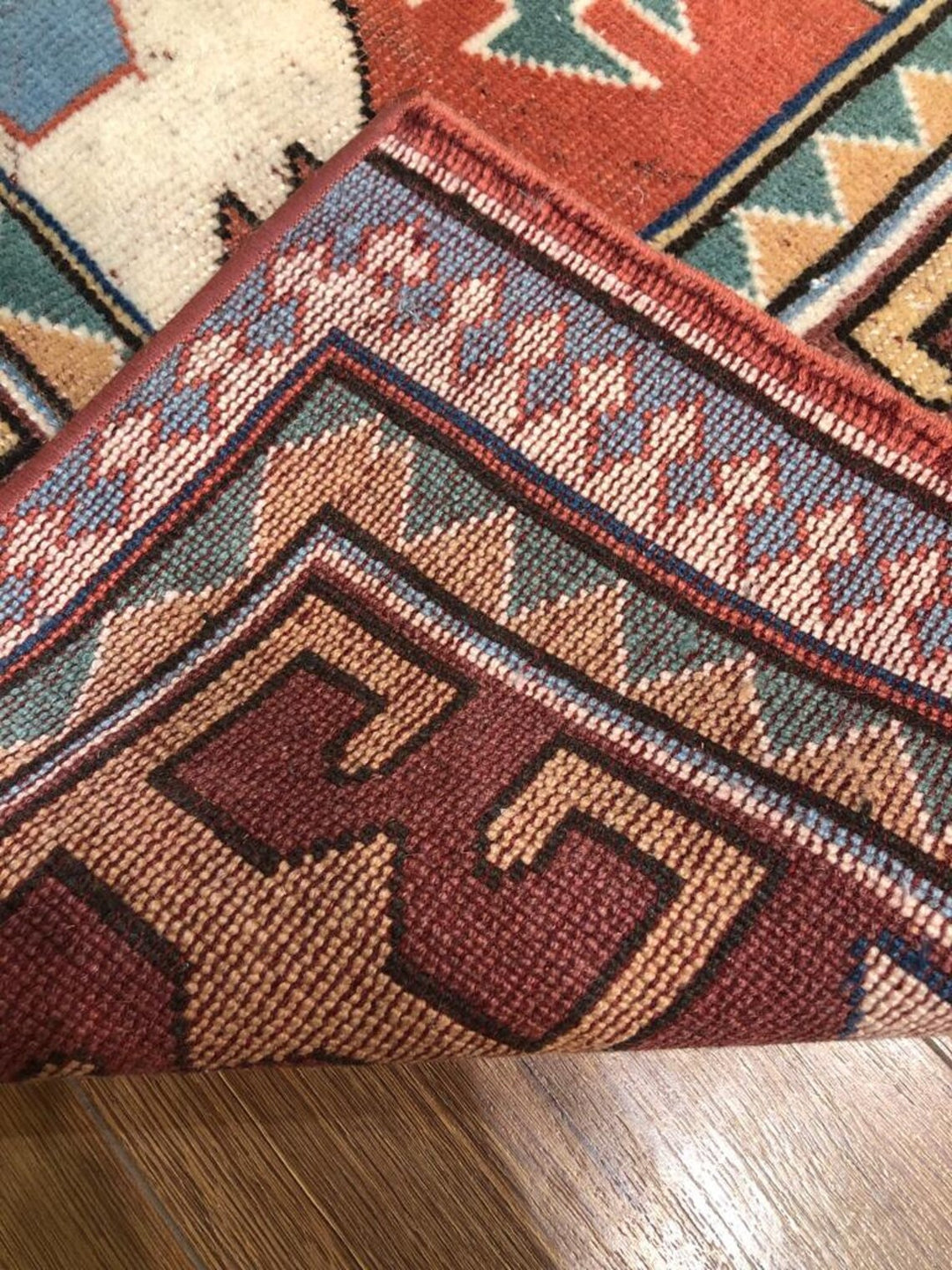 Antique Anatolian Afyon Basmakci Kilim Rug (6.23 ft. X 8.03 ft.) (190 cm x 245 cm)  - Handwoven Vintage Wool Rug