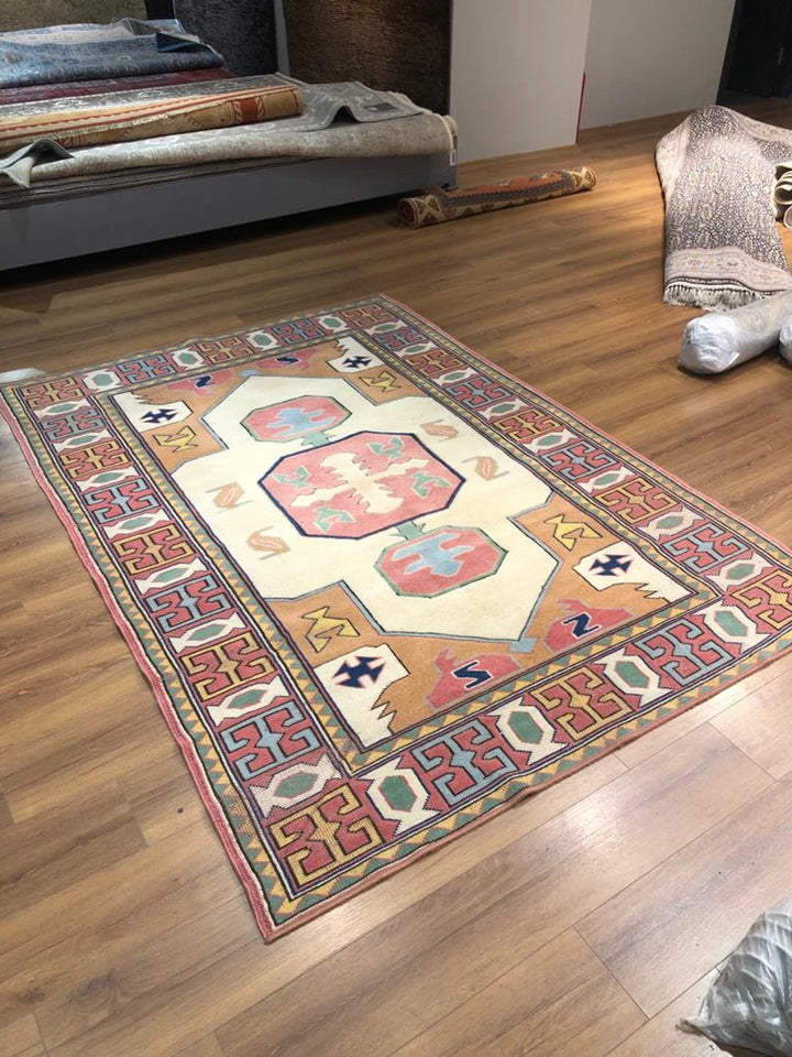 Antique Anatolian Afyon Basmakci Kilim Rug (5.57 ft. X 7.87 ft.) (170 cm x 240 cm) - Handwoven Vintage Wool Rug