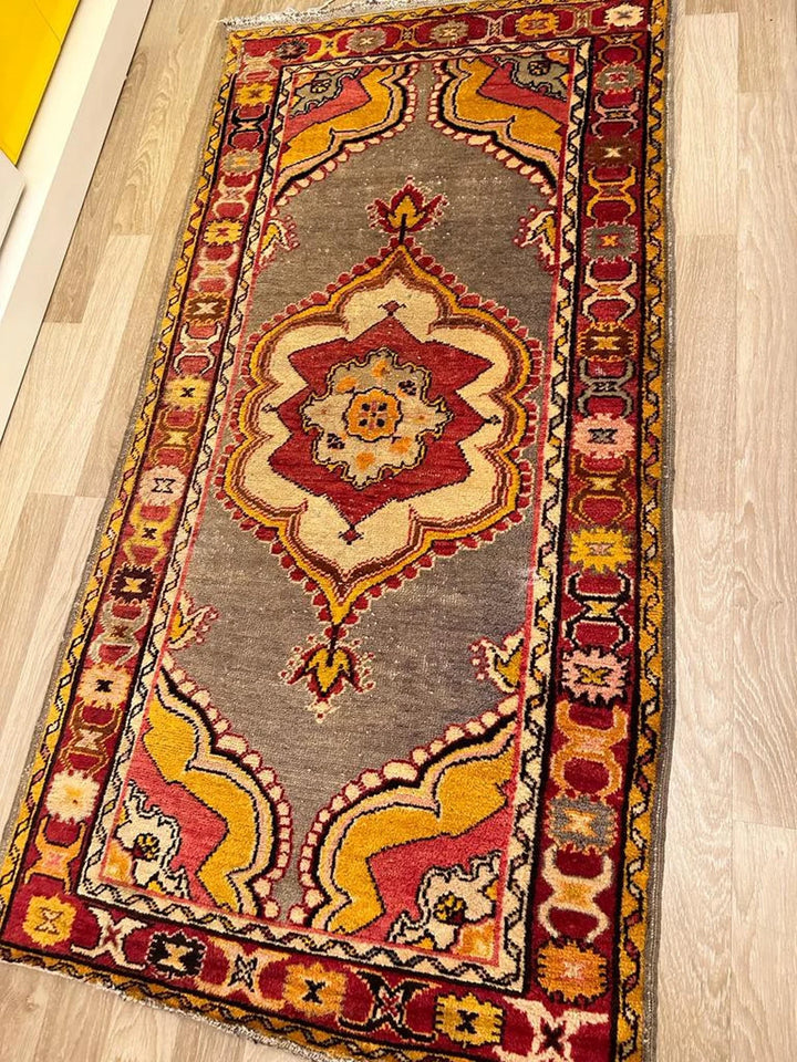 Antique Anatolian Kirsehir Mucur Handwoven Kilim Rug (2.95 ft. X 5.90 ft.) (90 cm x 180 cm) - Vintage Turkish Carpet